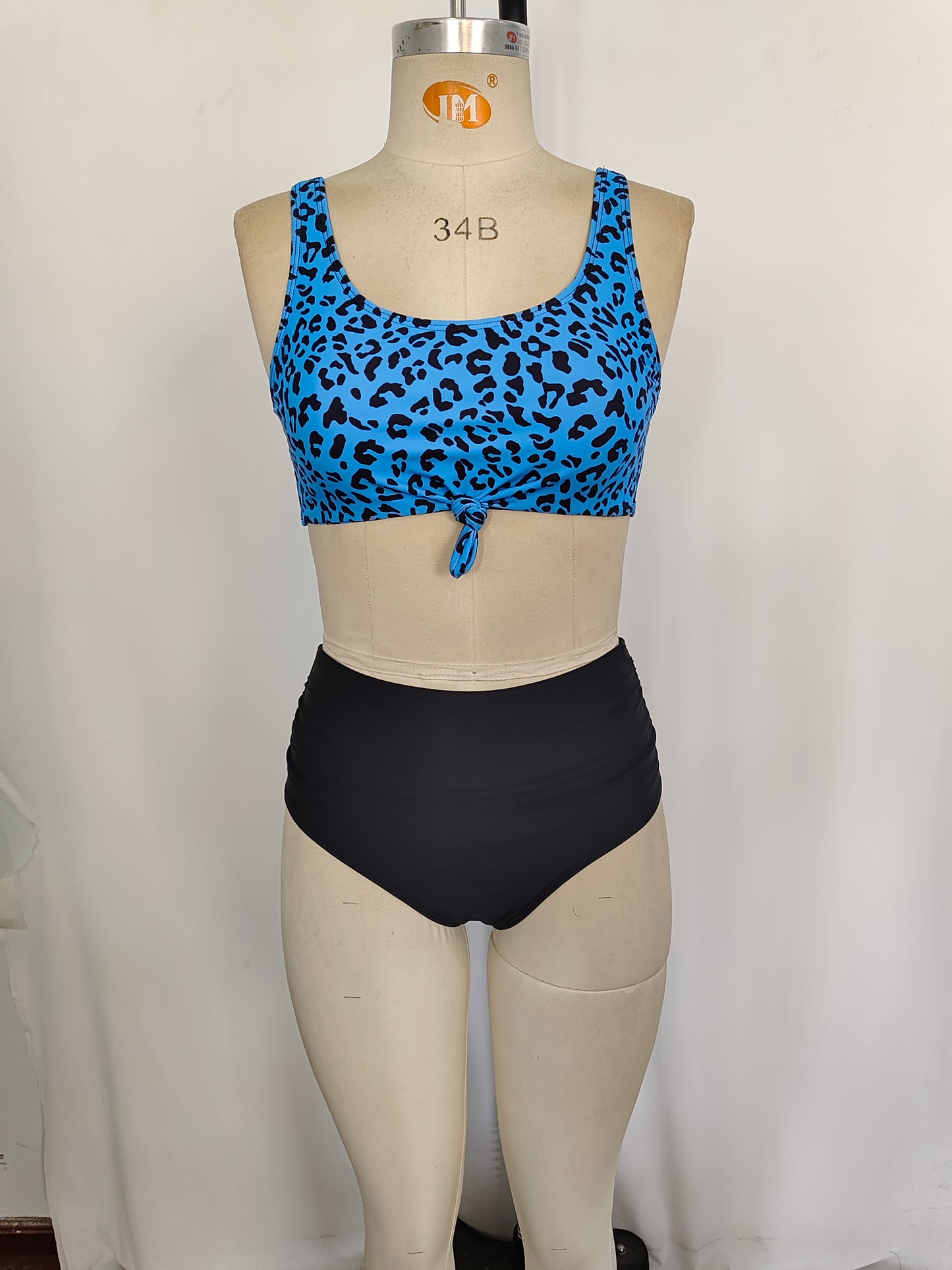 Adult Women Green Leopard Top Bottom Swimsuits Sets