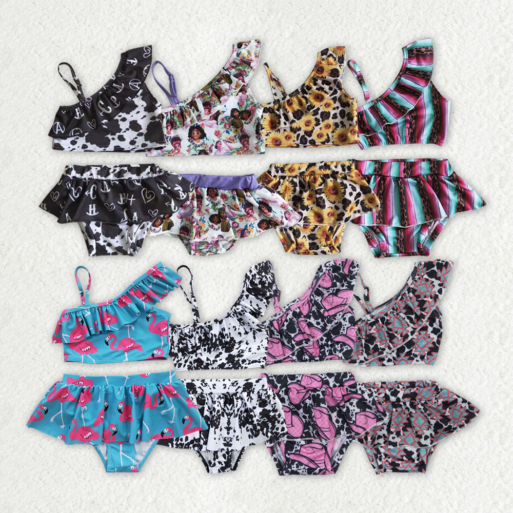 Sibling Baby Girls Western 2pcs Ruffles Beach Wear Swimsuits