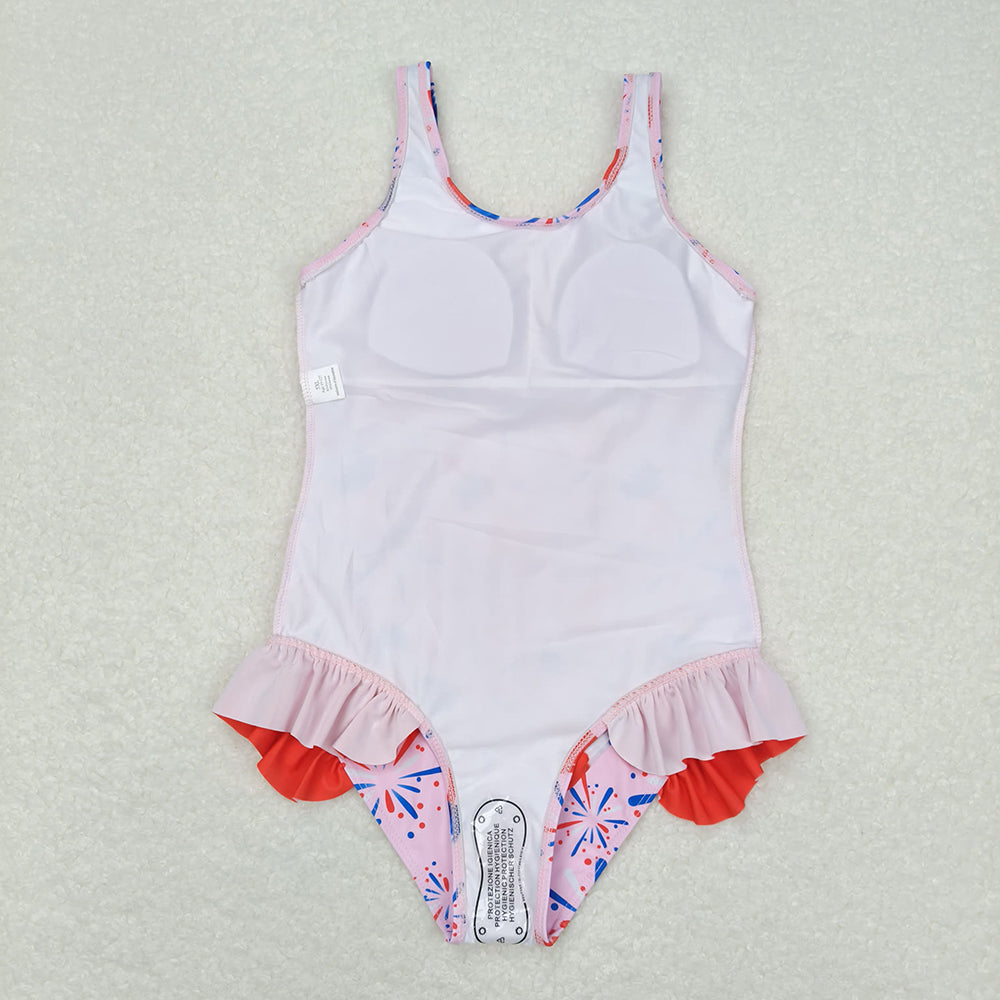 Baby Girls Summer Pink Popsicle Sleeveless One Piece Swimsuits