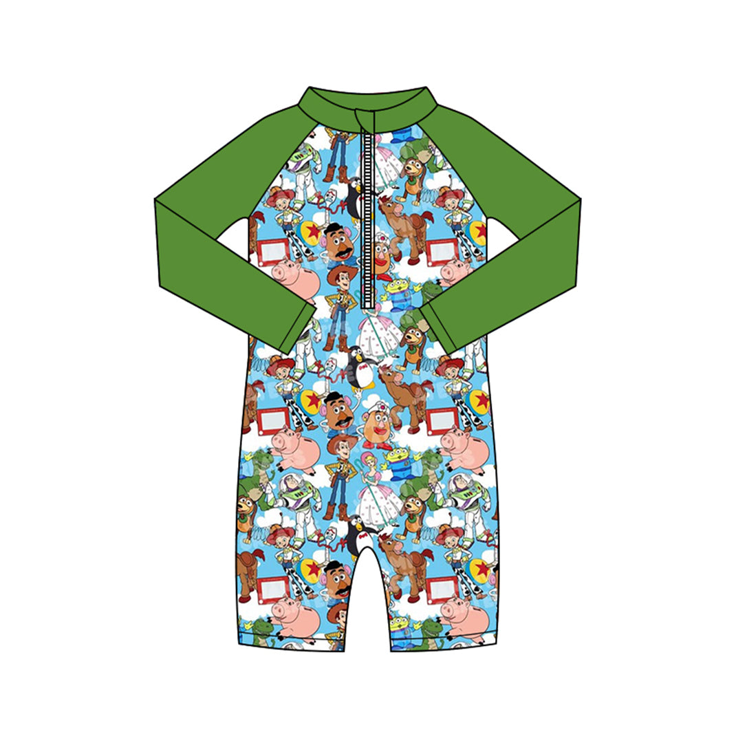 Preorder (moq 5)Baby Boys Long Sleeve Cartoon Donkey Zipper Pants Swimsuits
