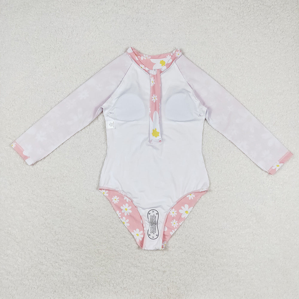 Baby Girls Daisy Long Sleeve Pink Swimsuits