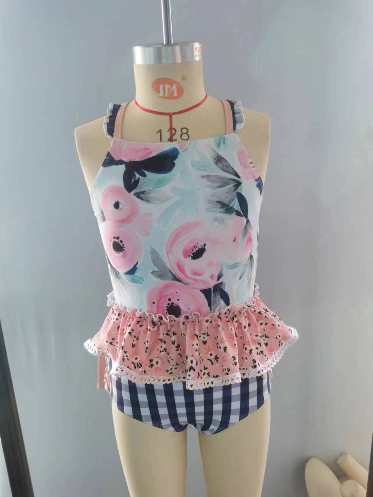 Baby Girls Blue Flowers Top Floral 2 pieces Swimsuits