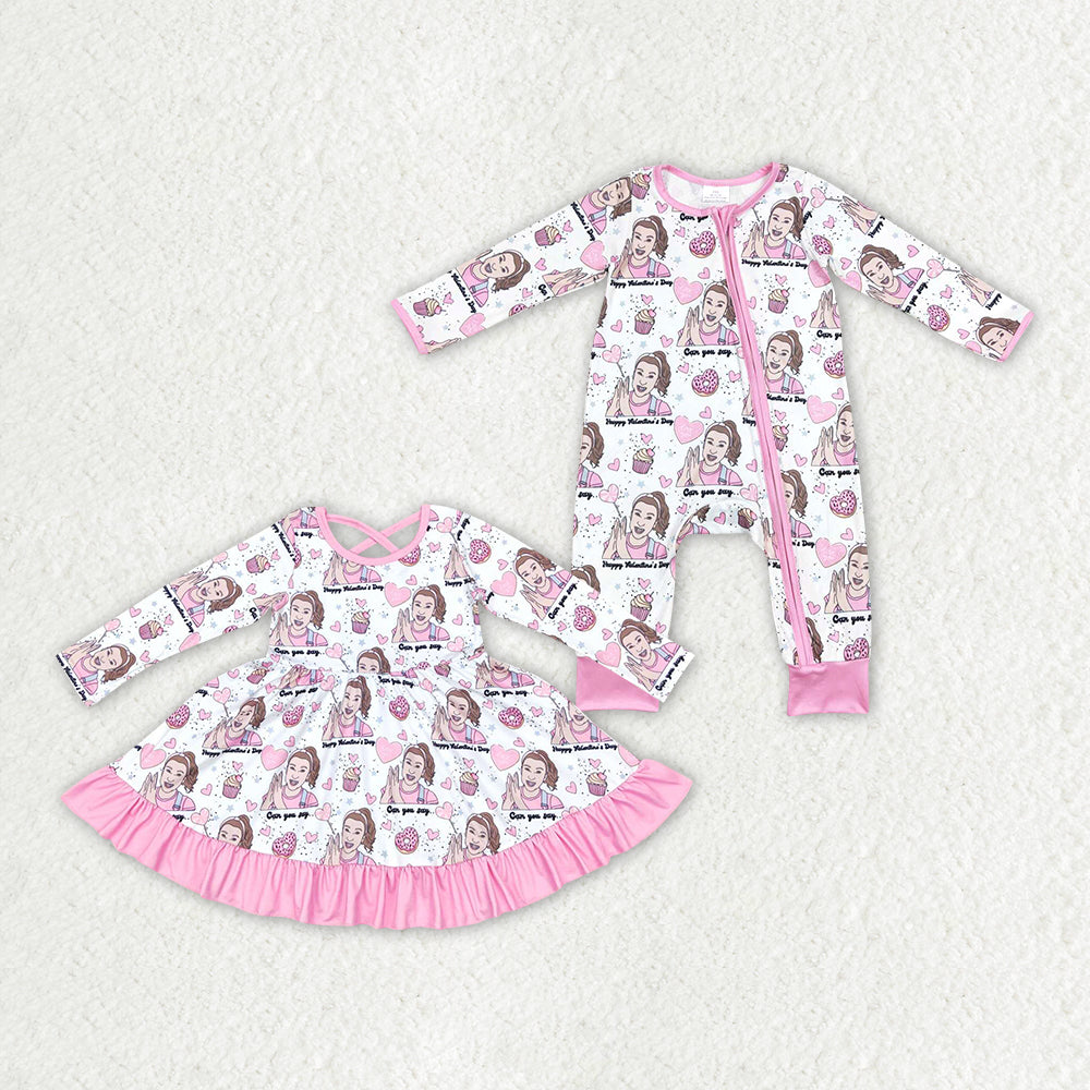 Baby Girls Teacher Pink Sibling Valentines Designs Sister Clothing