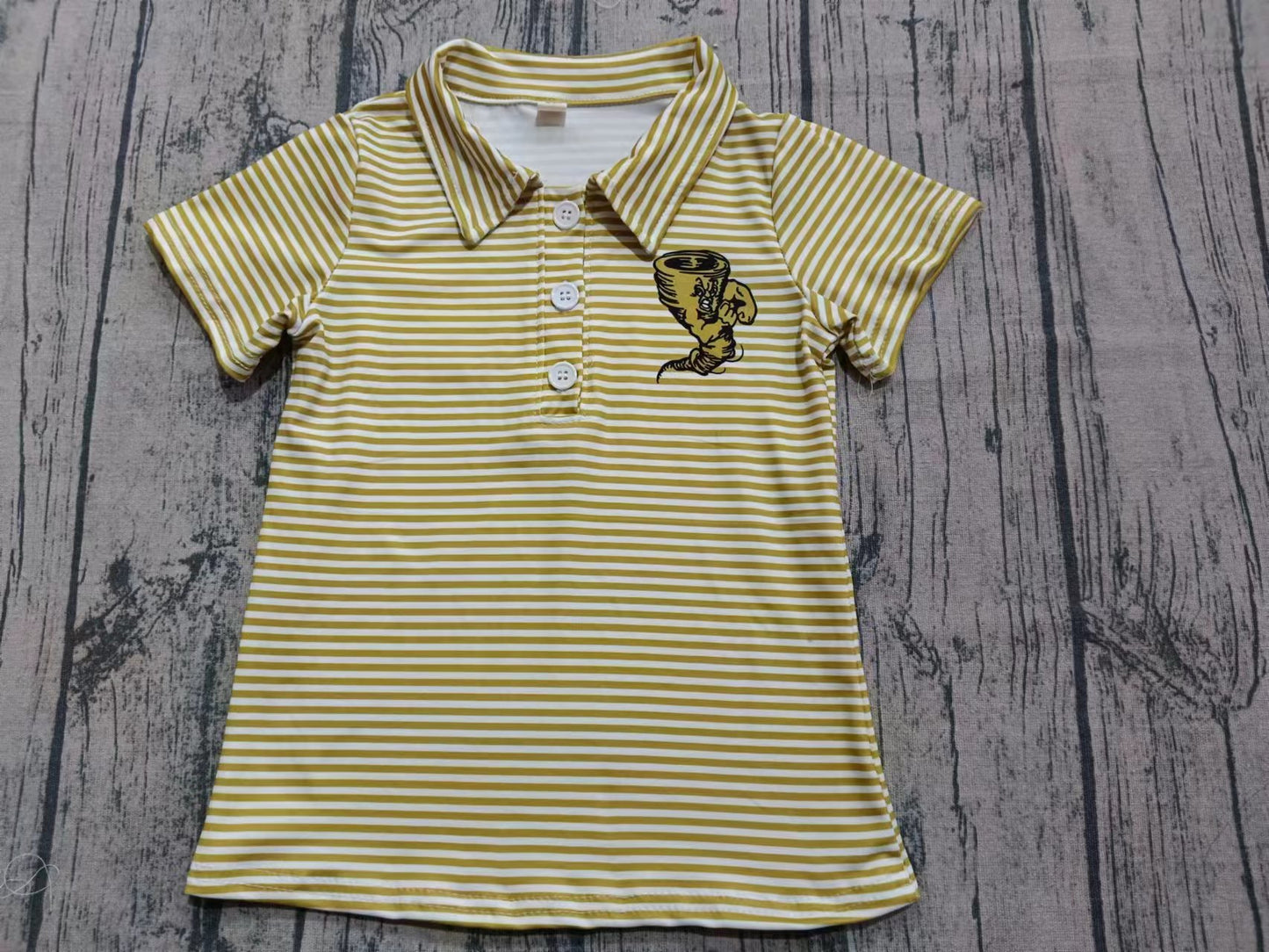Preorder moq 5 Baby Boys Yellow Stripes Packers Team Polo Shirts Tops