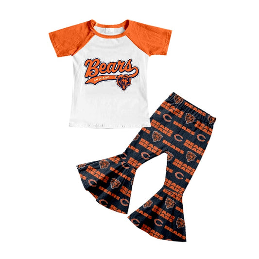 Baby Girls Tiger Team Short Sleeve Top Bell Pants Clothes Sets preorder(moq 5)