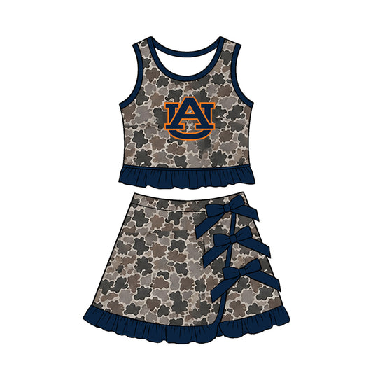 Preorder (moq 5) Baby Girls AU Camouflage Vest Bows Skirt Short Team Clothes Sets
