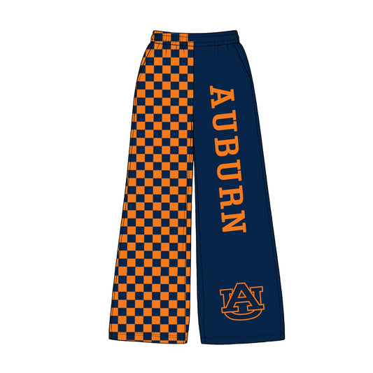 Preorder (moq 5)Baby Girls Auburn Team Checkered Pants Bottoms