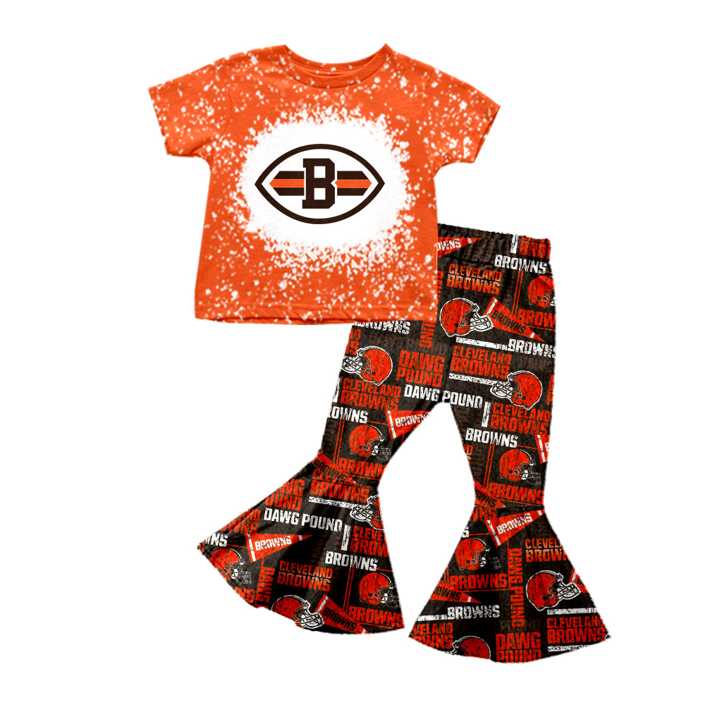 Baby Girls Orange B Team Tee Bell Pants Clothing Sets Preorder(moq 5)
