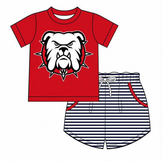 Preorder (moq 5)Baby Boys Bulldog Team Shirt Top Short Clothes Sets