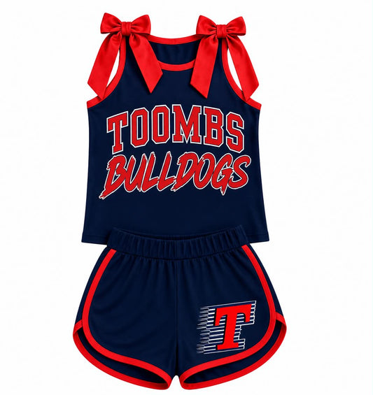 Preorder (moq 5)Baby Girls Toombs Bulldogs Team Bows Shirts Shorts Clothes Sets