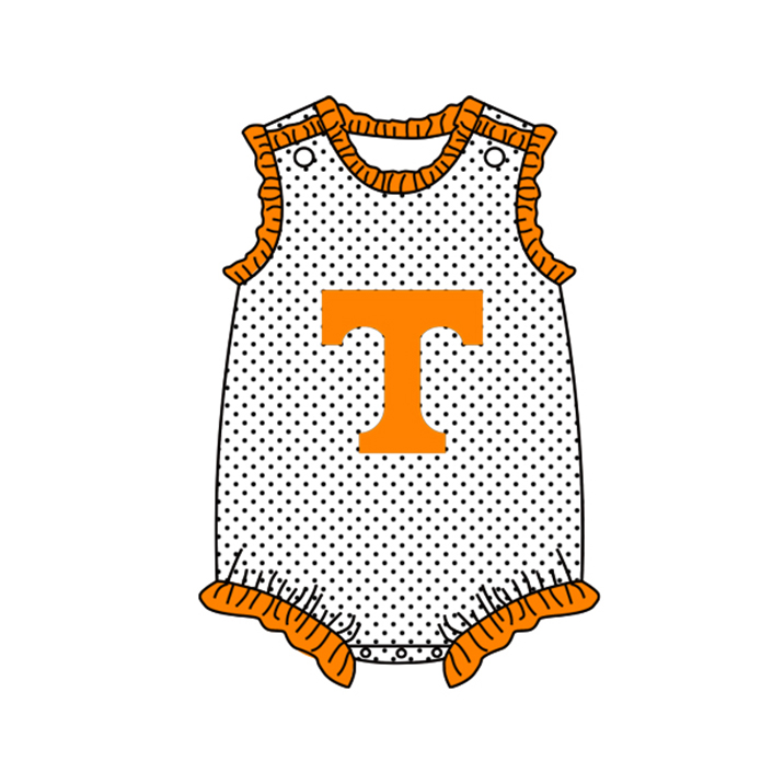 Baby Girls Team Orange T Dots Rompers preorder(moq 5)