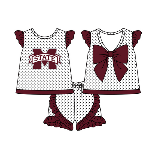 Baby Girls State team Bow Top Shorts Clothes Sets preorder(moq 5)