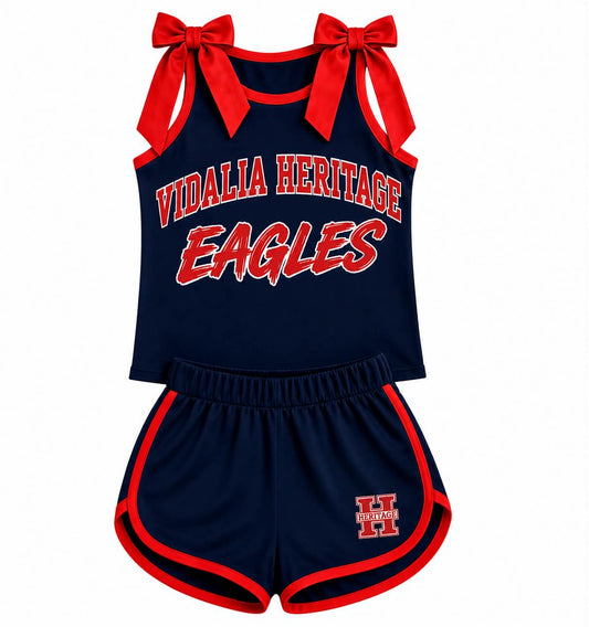 Preorder (moq 5)Baby Girls Eagles Bows Shirts Shorts Clothes Sets
