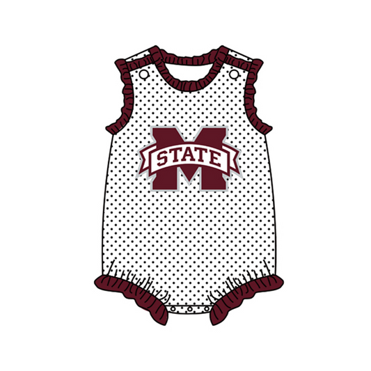 Baby Girls Team State Dots Ruffle Rompers preorder(moq 5)