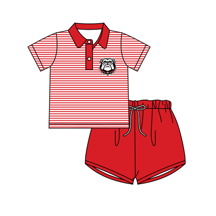 Baby Boys Red Dogs team Pullover Top Shorts Clothes Sets preorder(moq 5)