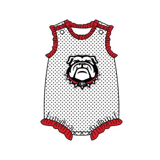 Baby Girls Team Dogs Dots Ruffle Rompers preorder(moq 5)