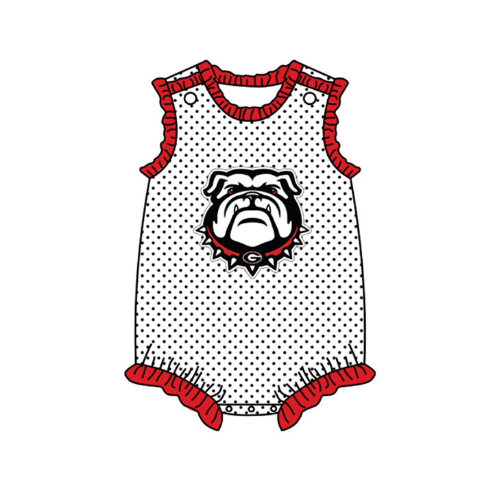 Baby Girls Team Dogs Dots Ruffle Rompers preorder(moq 5)