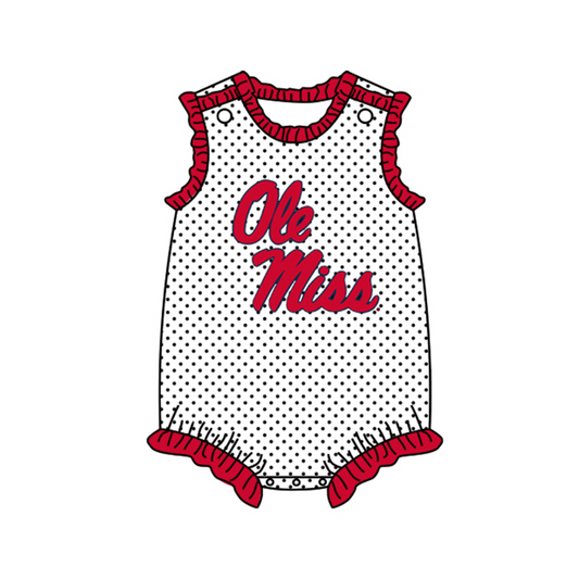 Baby Girls Team Red Dots Ruffle Rompers preorder(moq 5)