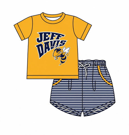 Preorder (moq 5)Baby Boys Jeff Davis Team Shirt Top Short Clothes Sets