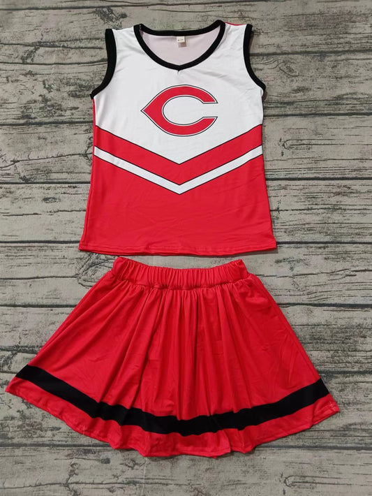 Baby Girls C Cheer Team Tee Shirt Skirts Clothes Sets preorder(moq 5)