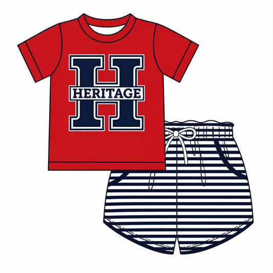 Preorder (moq 5)Baby Boys Heritage Team Shirt Top Short Clothes Sets