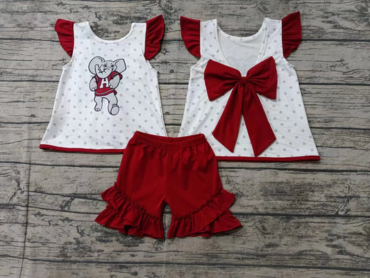 Baby Girls Elephant Alabama Bow Tunic Ruffle Shorts Clothes Sets preorder(MOQ 5)