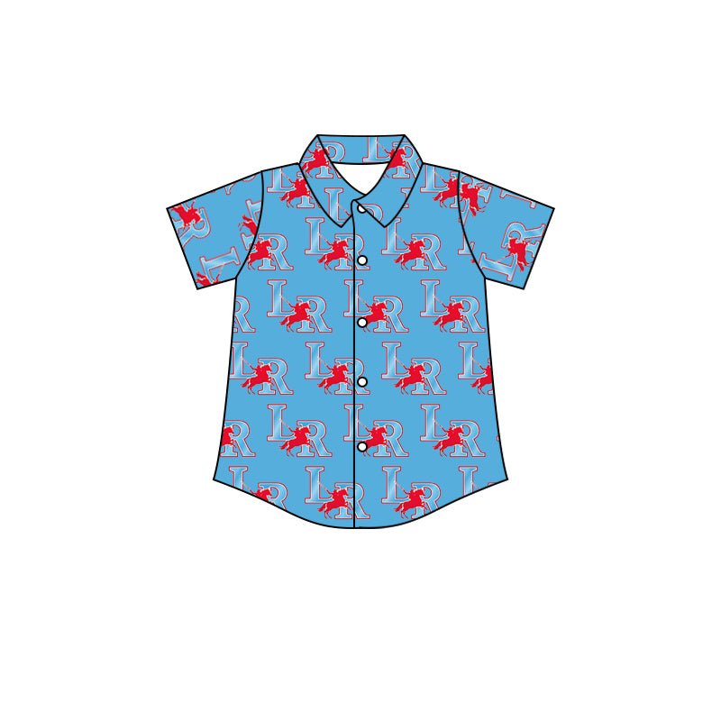 Team Blue Baby Boys Short Sleeve Button Ups Shirt Tops preorder(moq 5)