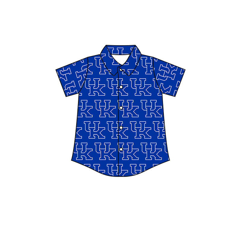 Team Blue Baby Boys Short Sleeve Button Ups Shirt Tops preorder(moq 5)