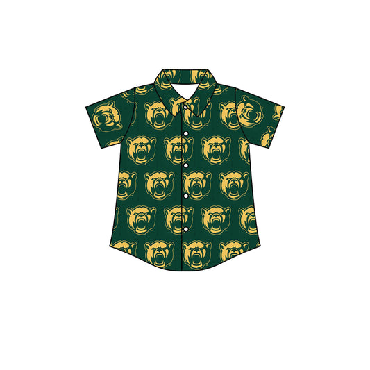 Team Dark Green Baby Boys Short Sleeve Button Ups Shirt Tops preorder(moq 5)