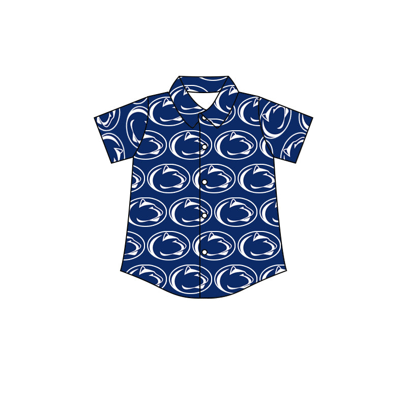 Team Dark Blue Baby Boys Short Sleeve Button Ups Shirt Tops preorder(moq 5)