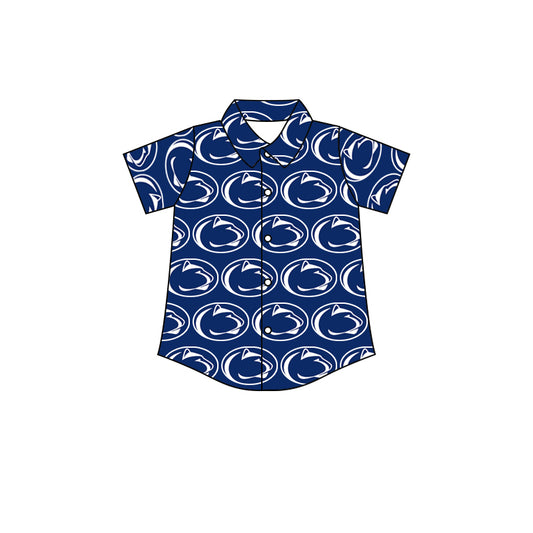 Team Dark Blue Baby Boys Short Sleeve Button Ups Shirt Tops preorder(moq 5)