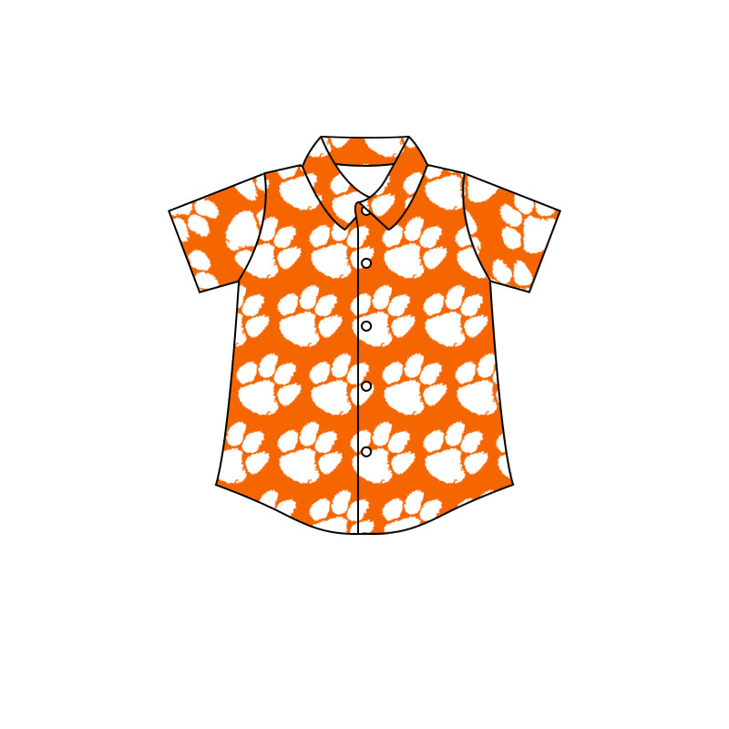 Team Orange Baby Boys Short Sleeve Button Ups Shirt Tops preorder(moq 5)