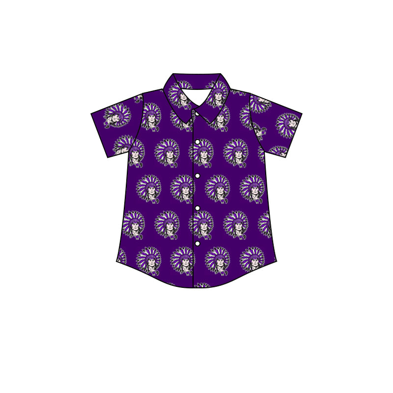 Team Purple Baby Boys Short Sleeve Button Ups Shirt Tops preorder(moq 5)