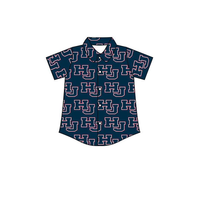 Team Navy Baby Boys Short Sleeve Button Ups Shirt Tops preorder(moq 5)