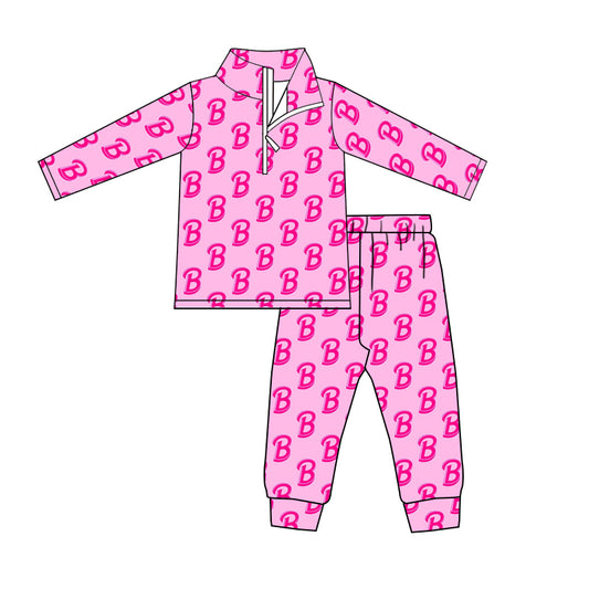 Baby Girls Pink B Doll Zip Top Pants Clothes Sets preorder(moq 5)