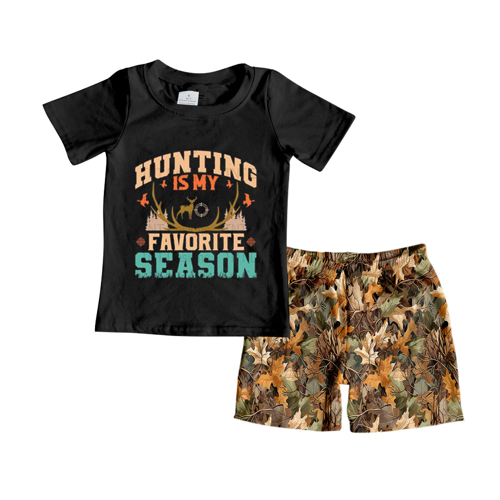 Baby Boys Hunting Is My Favorite Season Top Shorts Clothes Sets preorder(moq 5)