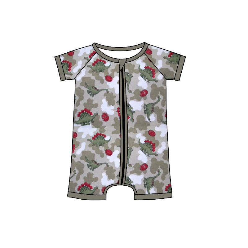 Baby Boys Dinosaur Camo Zip Rompers preorder(moq 5)