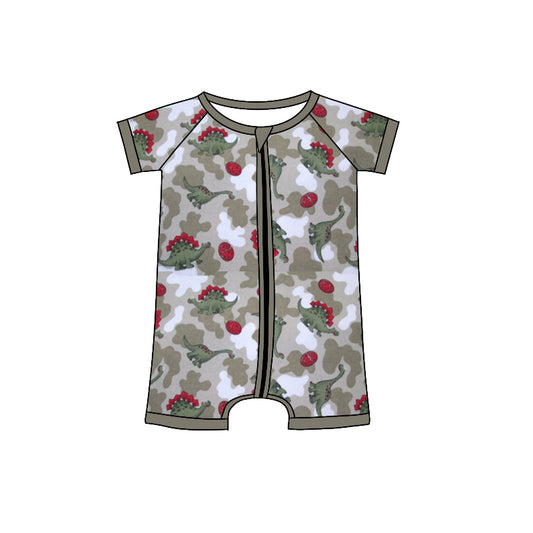 Baby Boys Dinosaur Camo Zip Rompers preorder(moq 5)