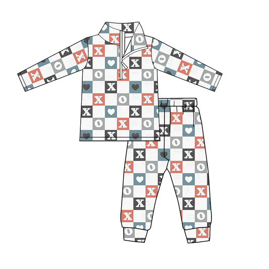 Baby Boys Valentines XO Zip Top Pants Clothes Sets preorder(moq 5)