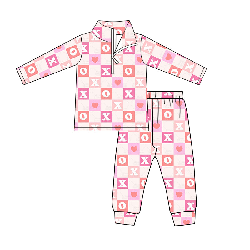 Baby Girls Valentines XO Zip Top Pants Clothes Sets preorder(moq 5)