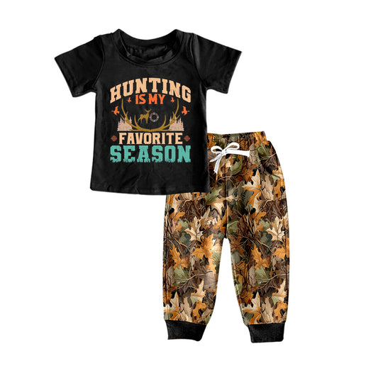 Baby Boys Hunting Is My Favorite Season Top Pants Clothes Sets preorder(moq 5)