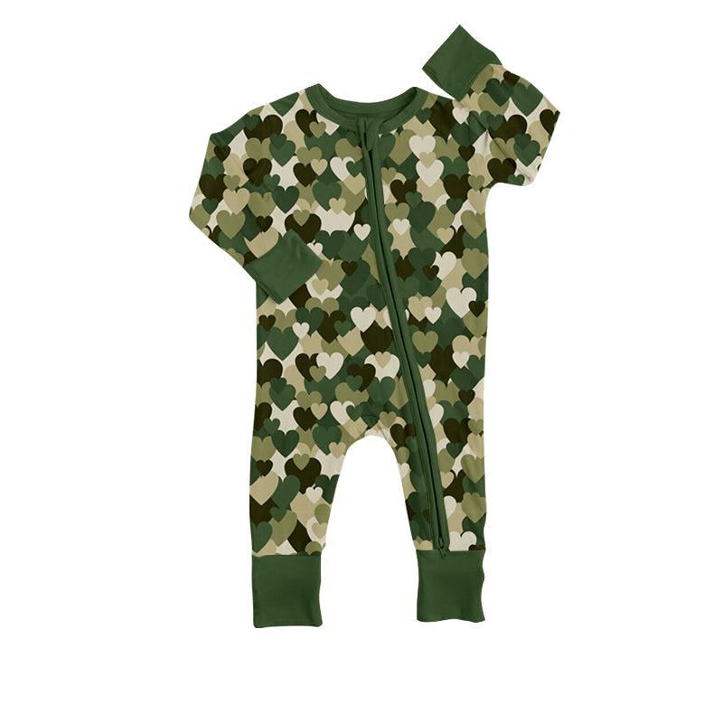 Baby Boys Valentines Camo Hearts Zip Rompers preorder(moq 5)