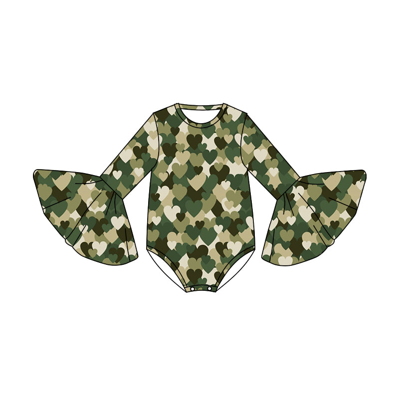 Baby Girls Valentines Camo Hearts Rompers preorder(moq 5)