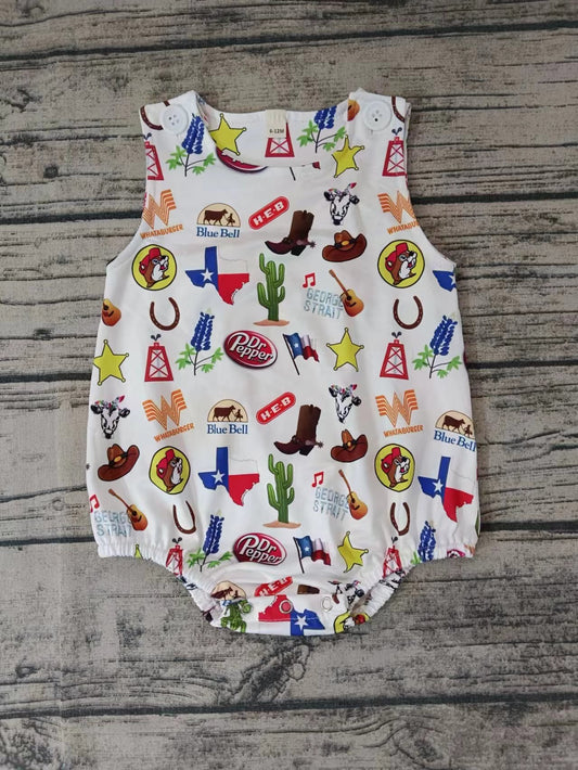 Baby Boys TX Texas Sleeveless Summer Western Rompers preorder(moq 5)