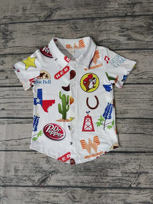 Baby Boys TX Texas Short Sleeve Buttons Tee Shirts Tops preorder(moq 5)