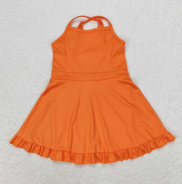 Baby Girls Orange Knit Knee Length Active Wear Dresses