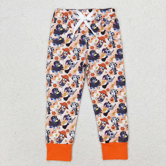 Baby Boys Halloween Dogs Orange Checkered Pants