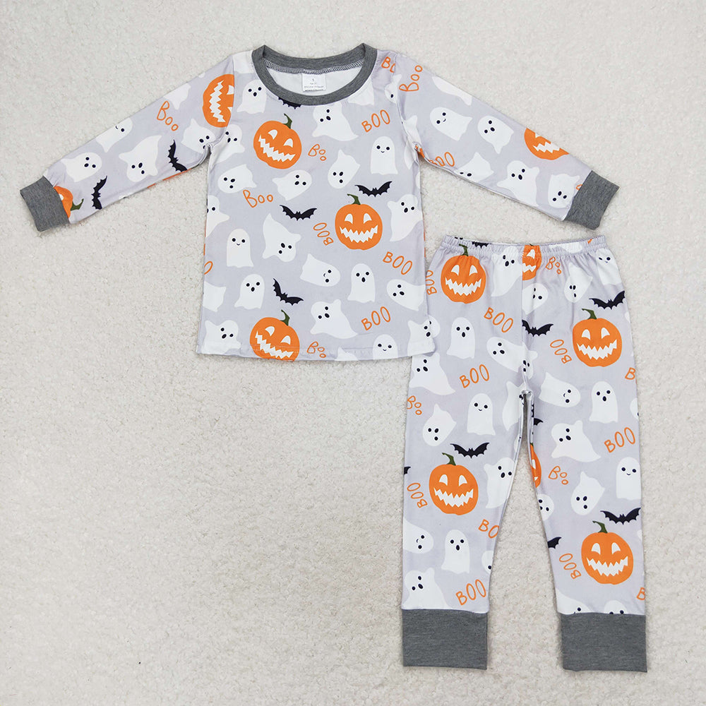 Baby Boys Grey Ghost Pumpkin Shirt Pants Pajamas Clothes Sets