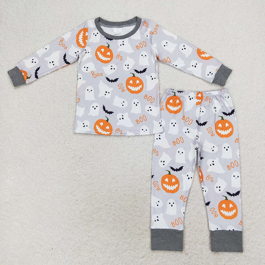 Baby Boys Grey Ghost Pumpkin Shirt Pants Pajamas Clothes Sets