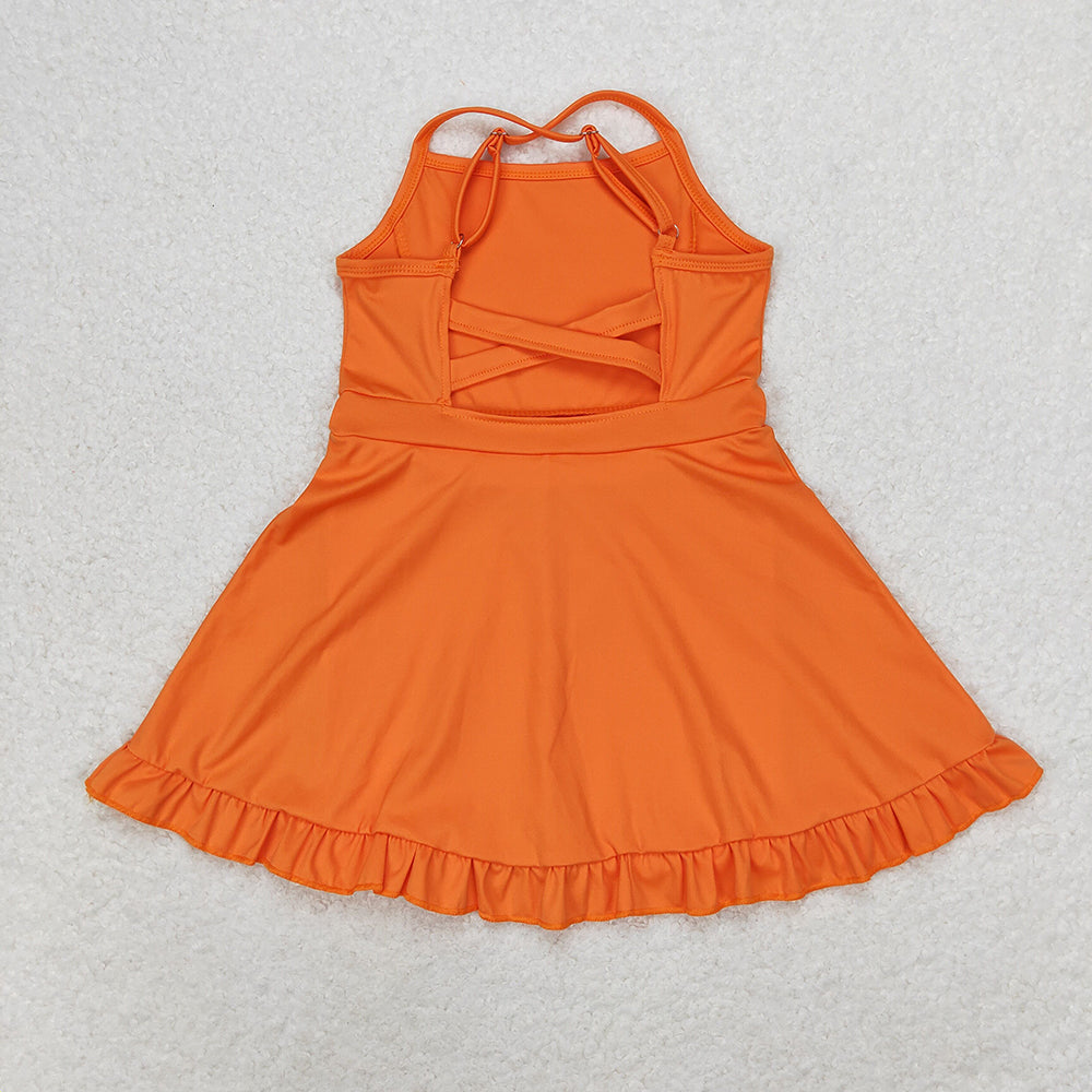 Baby Girls Orange Knit Knee Length Active Wear Dresses